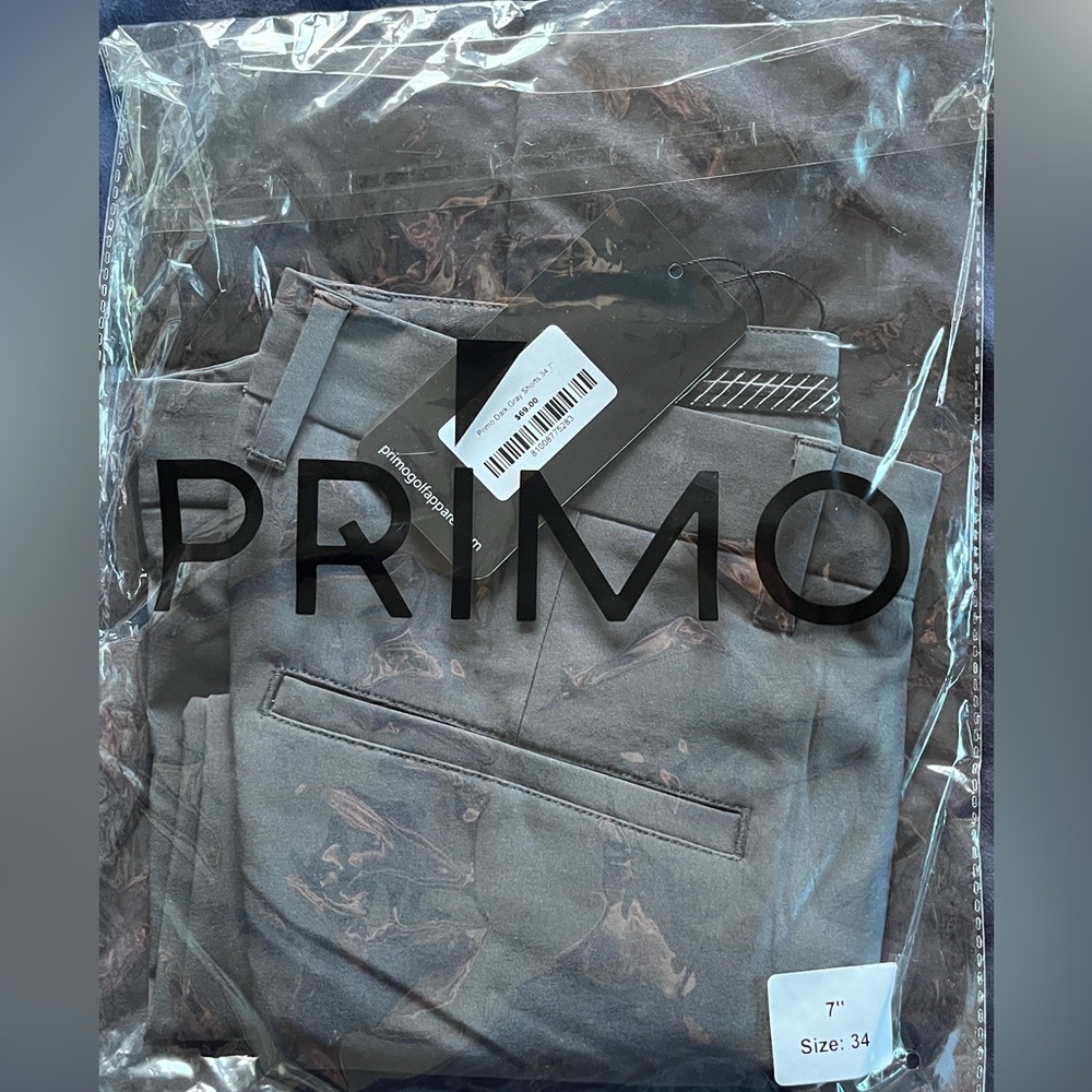 Primo Golf Men’s 7” Inseam 34 Waist Dark Grey Golf Shorts